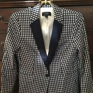 J.Crew Petite Puckered Gingham Blazer sz6P